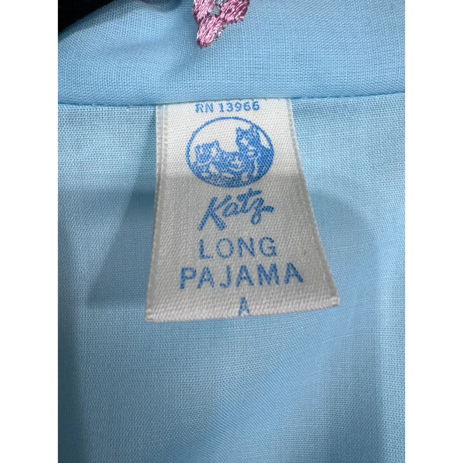 Vintage Katz‎ Pajama Set Blue Floral Embroidered Lace Short Sleeve Pants 38 NOS Size undefined - Image 3