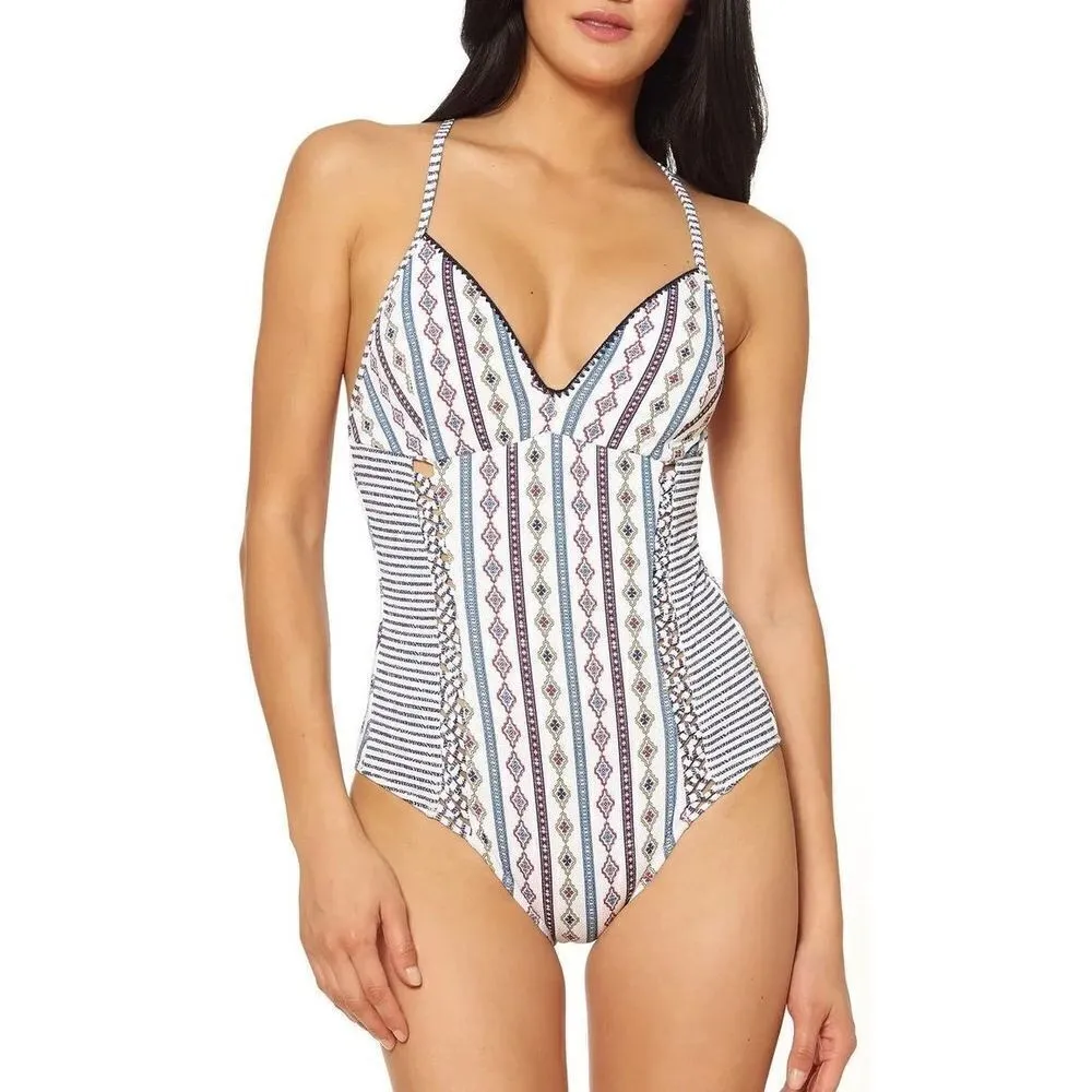 New. Jessica Simpson Moroccan Stripe Printed One-Piece Swimsuit. Retails $98 - Image 5