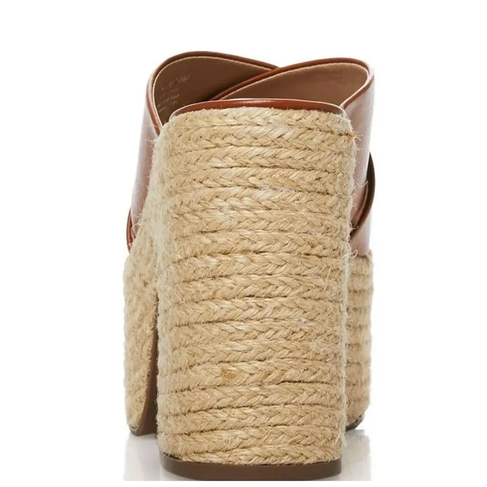 Bloomingdale’s Aqua July Platform Slide Sandals in Cognac, Size 8 New in Box - Image 3