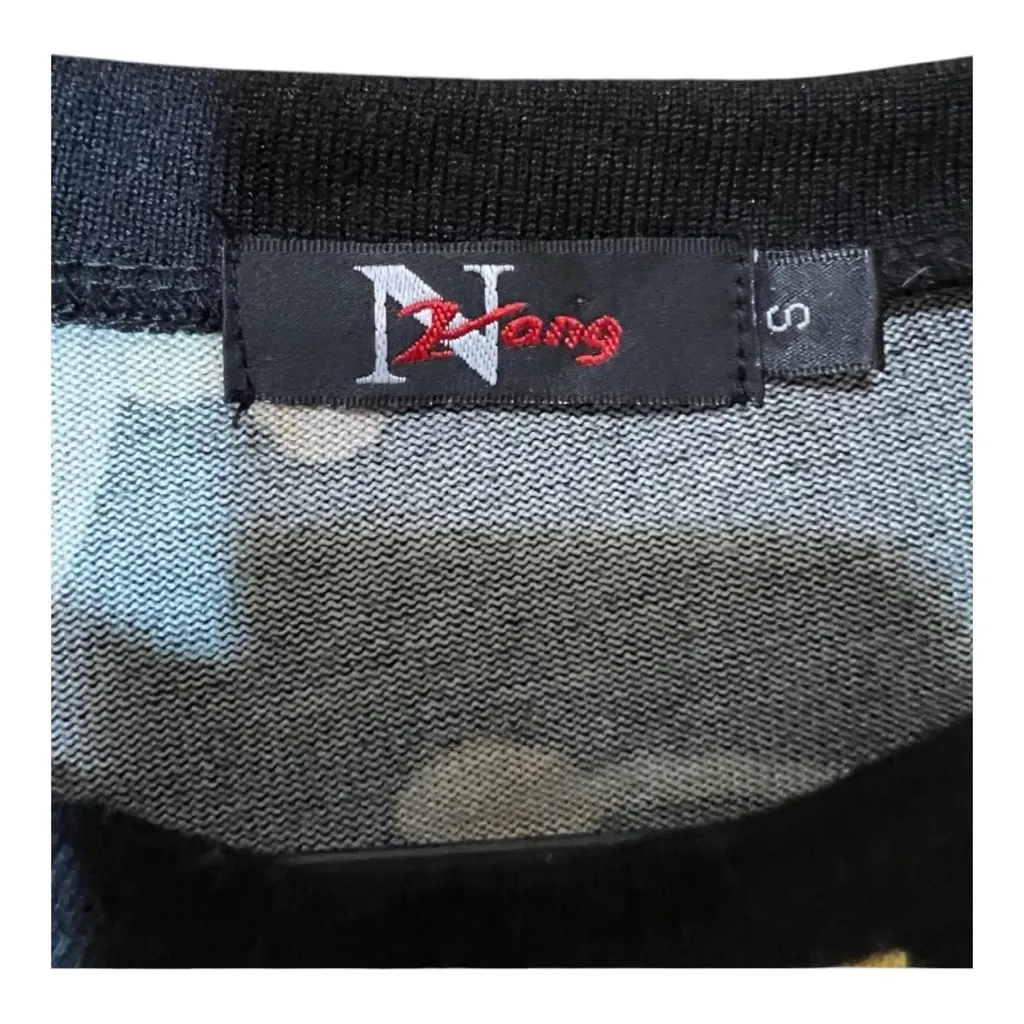 Black & Gold Baroque Scroll Print Long Sleeve Top – Size Small - Image 4