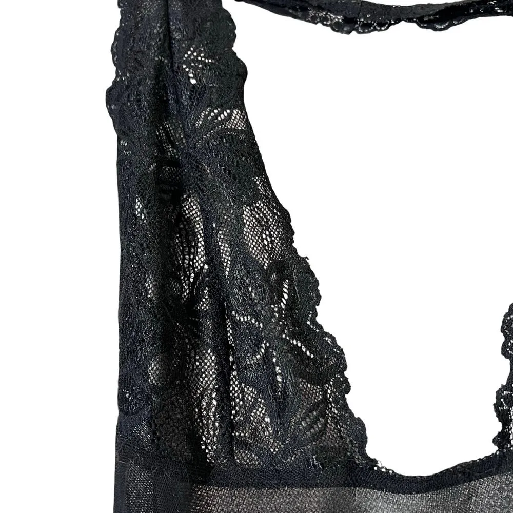 Vintage Frederick's Of Hollywood Long Sheer Black Slip Halter Dress with Lace M - Image 7