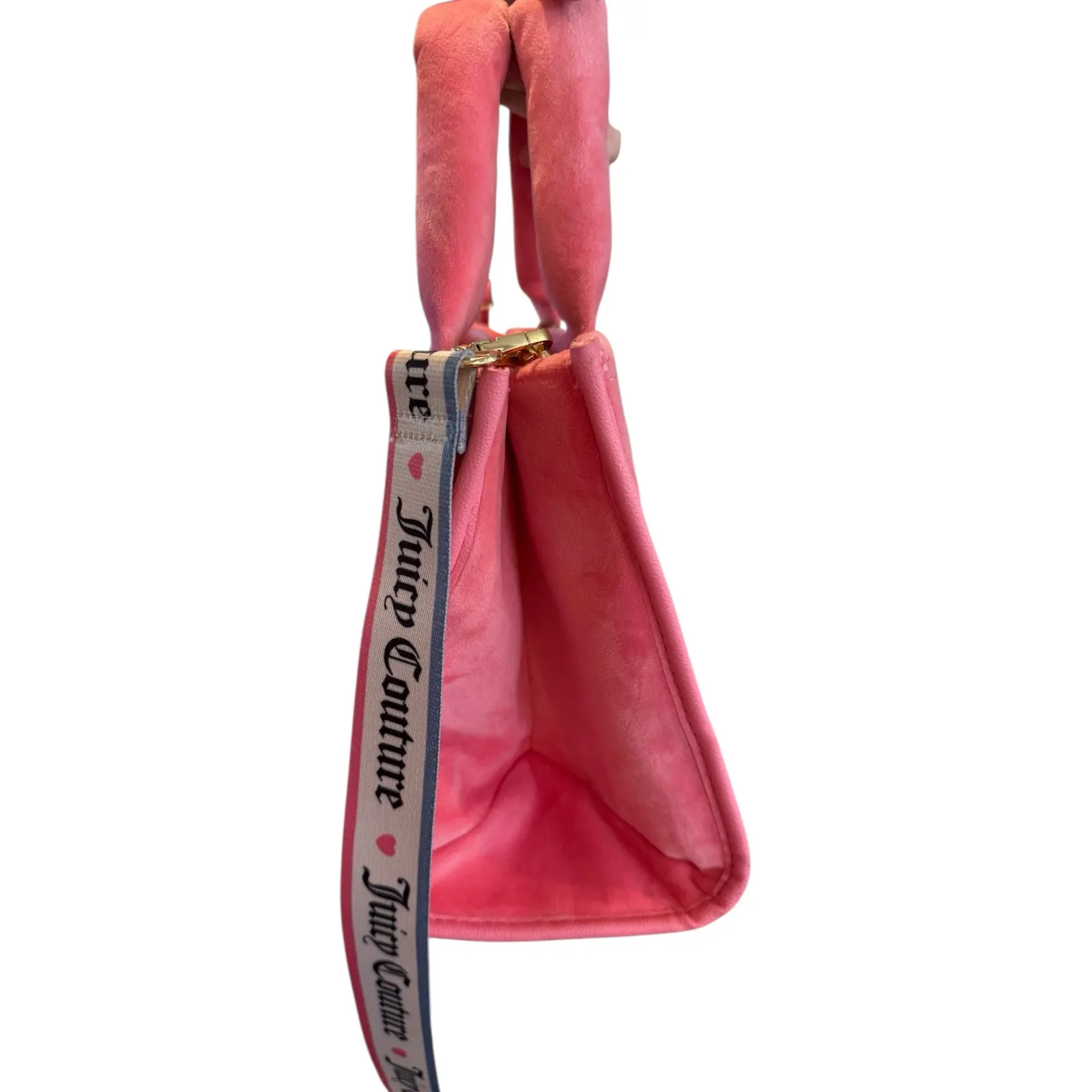 Juicy Couture Pink Velour Tote Crossbody Logo Bag Y2K - Image 9