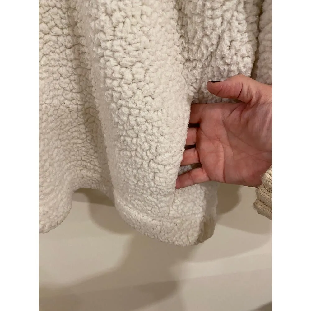 Aerie Fuzzy Fluffy Soft Pullover Warm Quarter Zip Sweater Cream Women's Small - Image 14