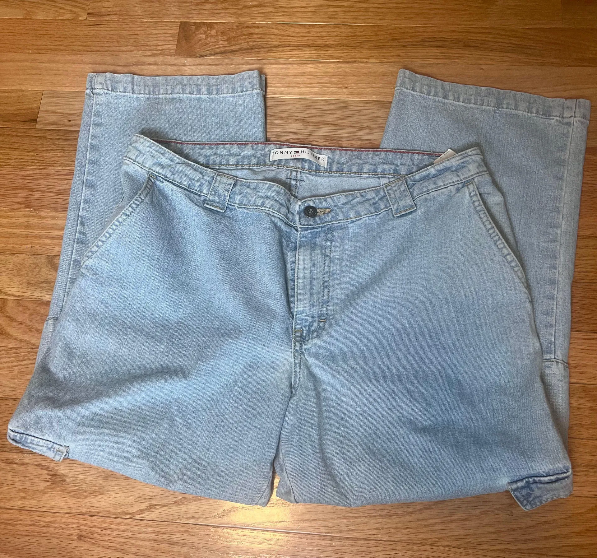 Vintage  Cargo Crop Denim Light Wash Jeans - Image 6