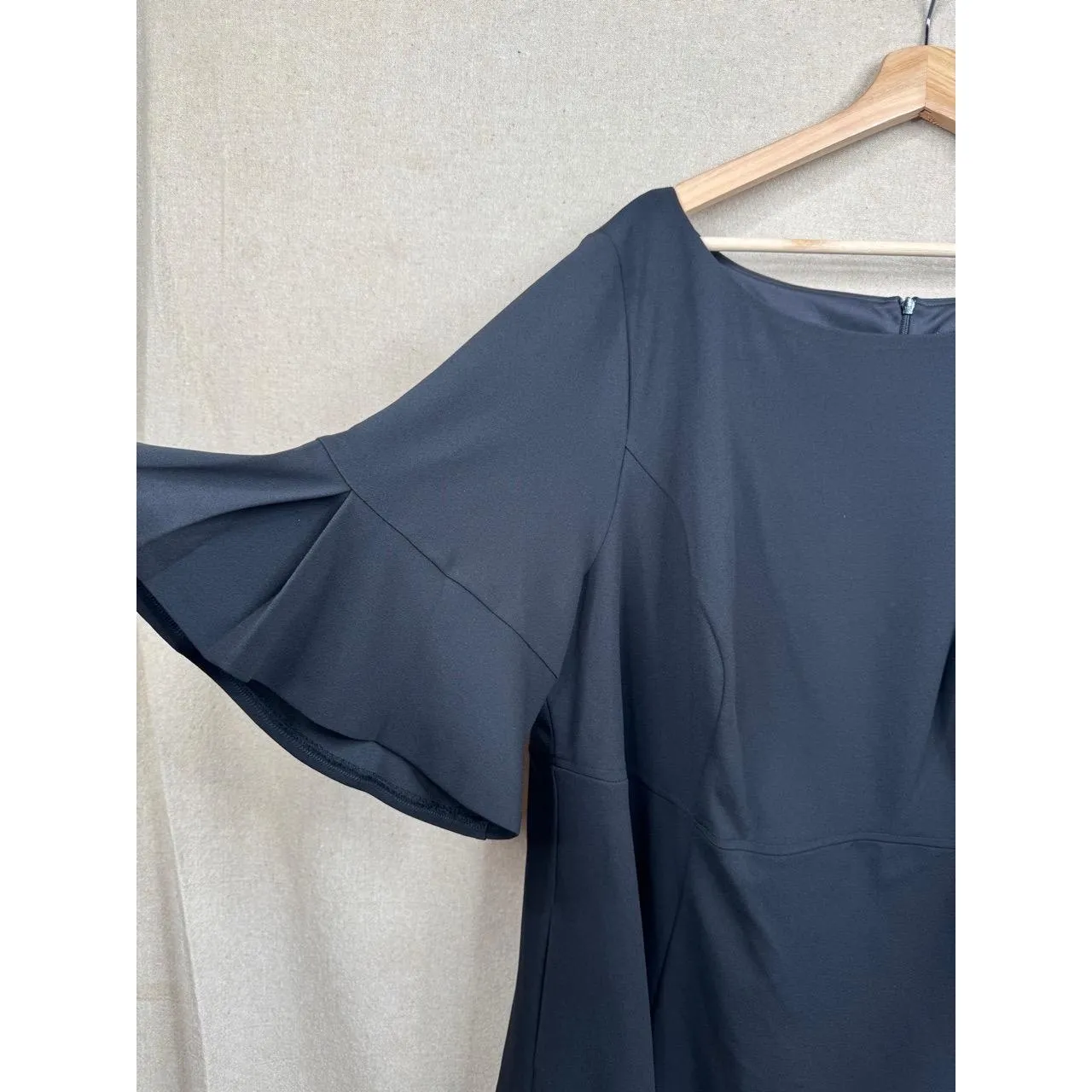 Jessica Howard Dress Womens 22W Black Short Bell Sleeve Pleated Mini - Image 4