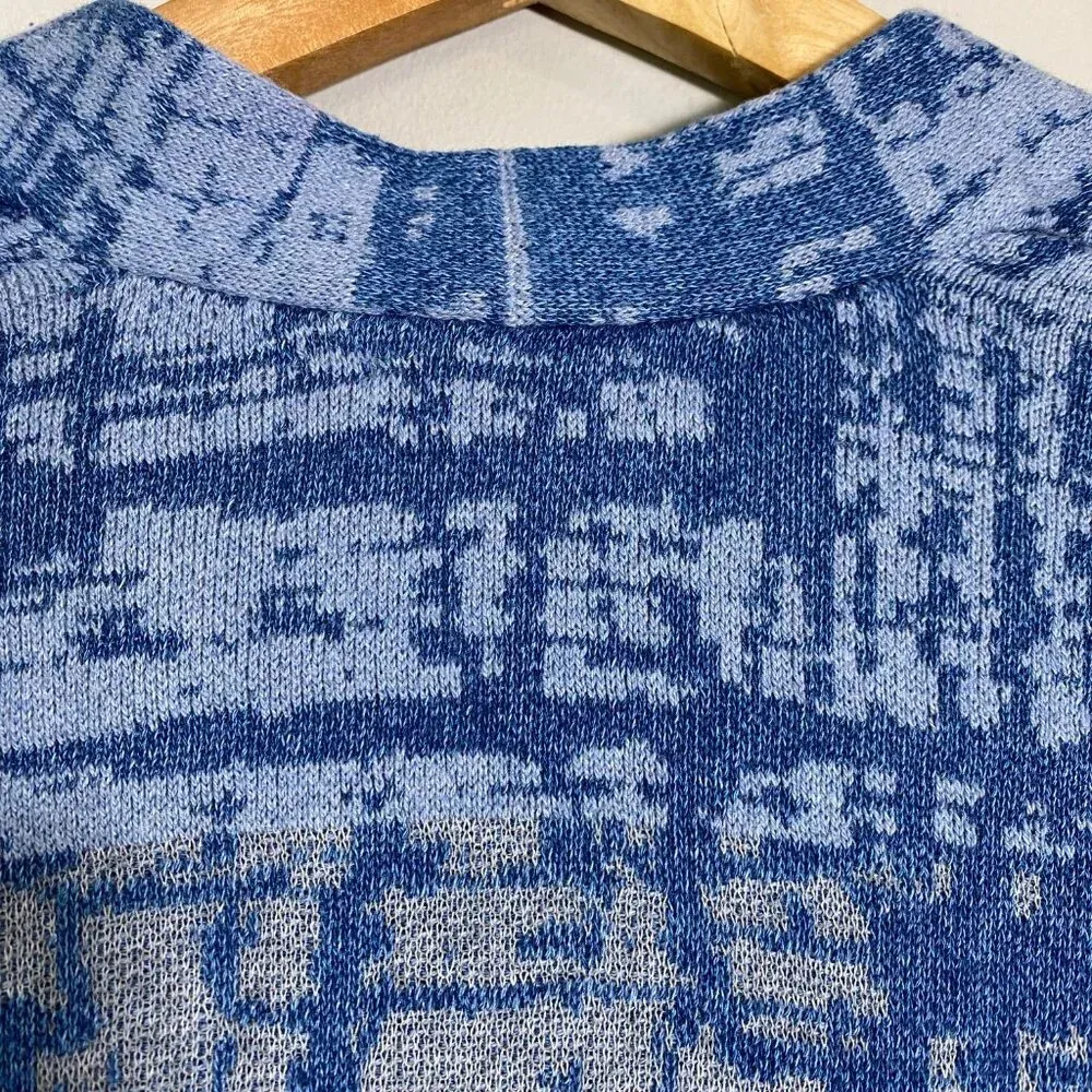 NWOT J. Jill Pure Jill Indigo Abstract Knit Cardigan Sweater Womens XS Blue Cozy - Image 13