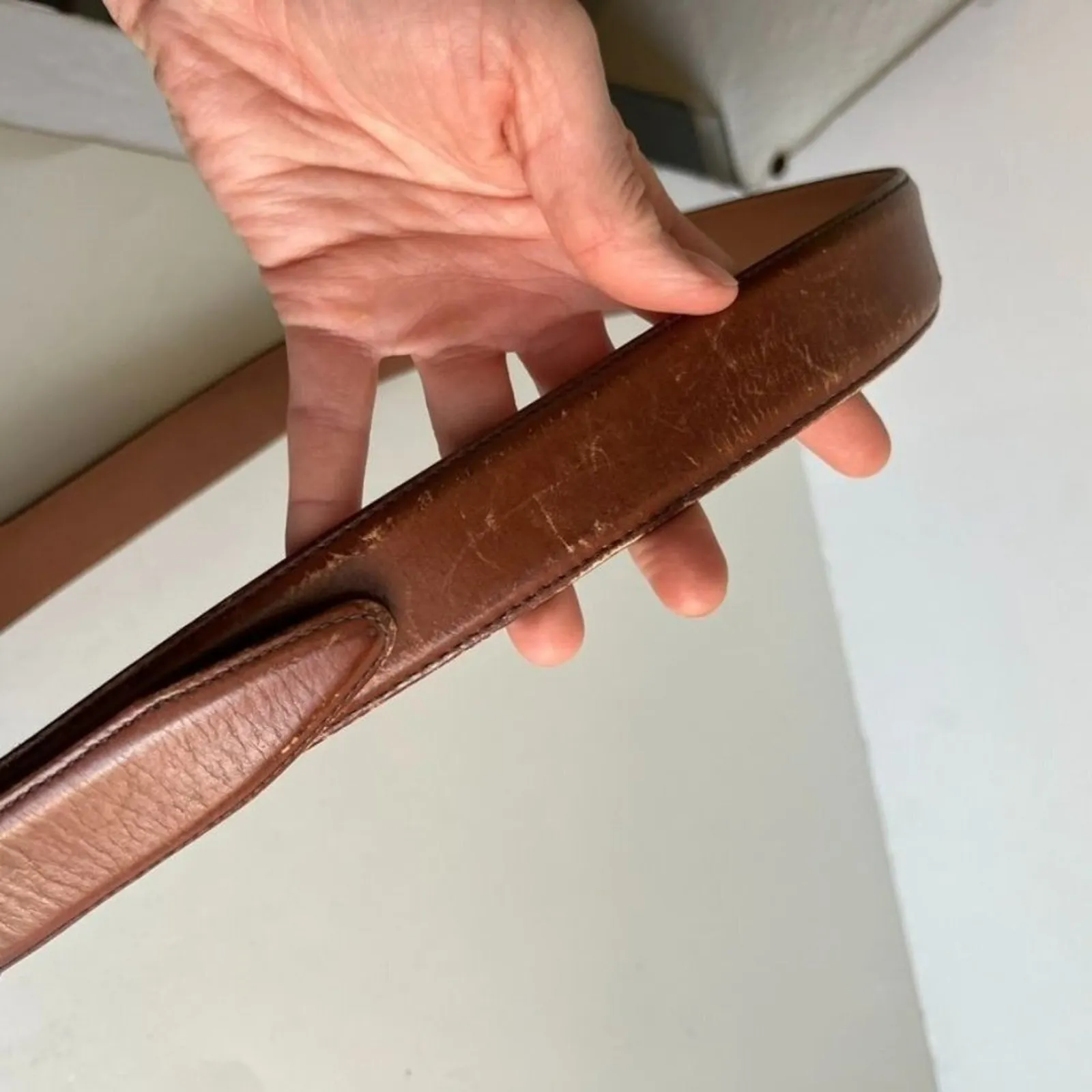 Allen Edmonds Soft Tan Distressed Calfskin USA Made Belt - Image 8