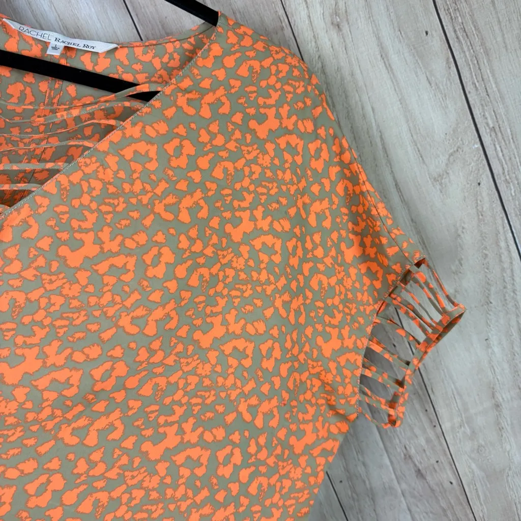 RACHEL Rachel Roy Vibrant Orange Animal Print Tunic Size L - Image 3