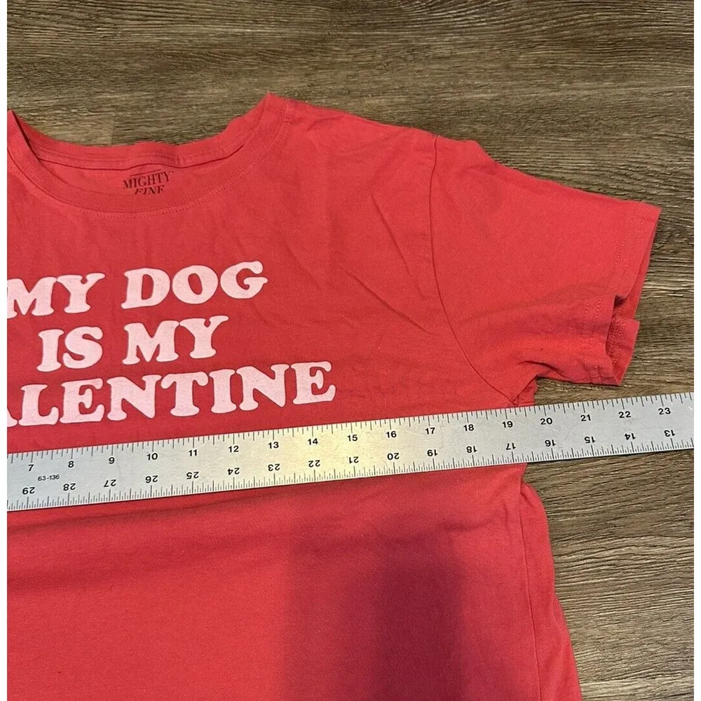 Mighty Fine Brand~Red Cropped T-shirt ”My Dog Is My Valentine” Size XL Juniors - Image 5