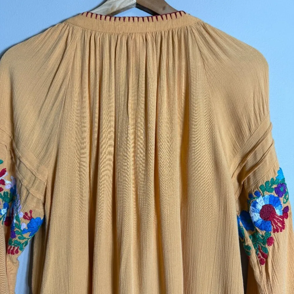 Sundance Catalog Fabled Table Embroidered Blouse Women's Small Gold Floral Flowy - Image 12