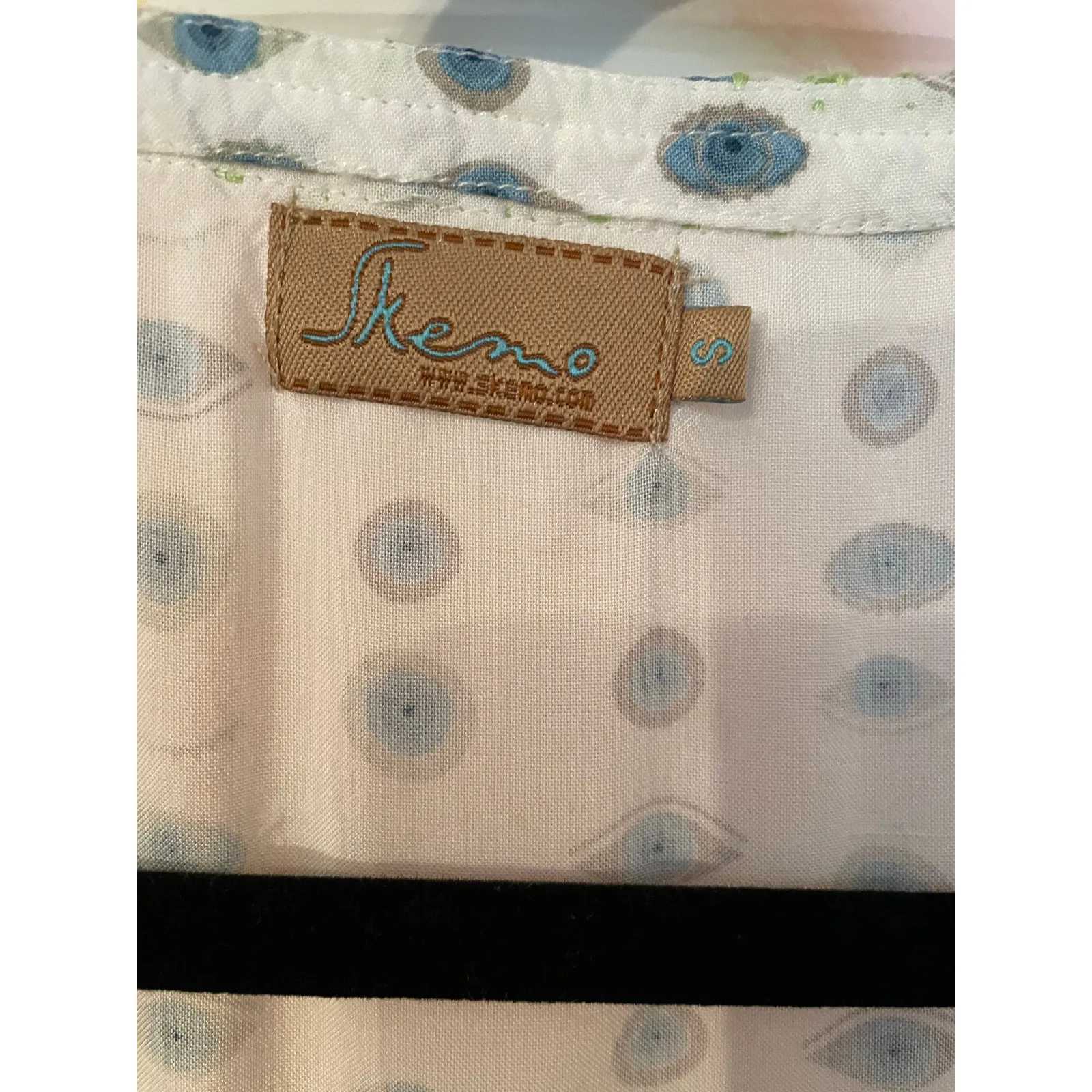 Skemo Beaded Kaftan Cover Up Dress Evil Eye Print Tassel Trim Size S White - Image 4