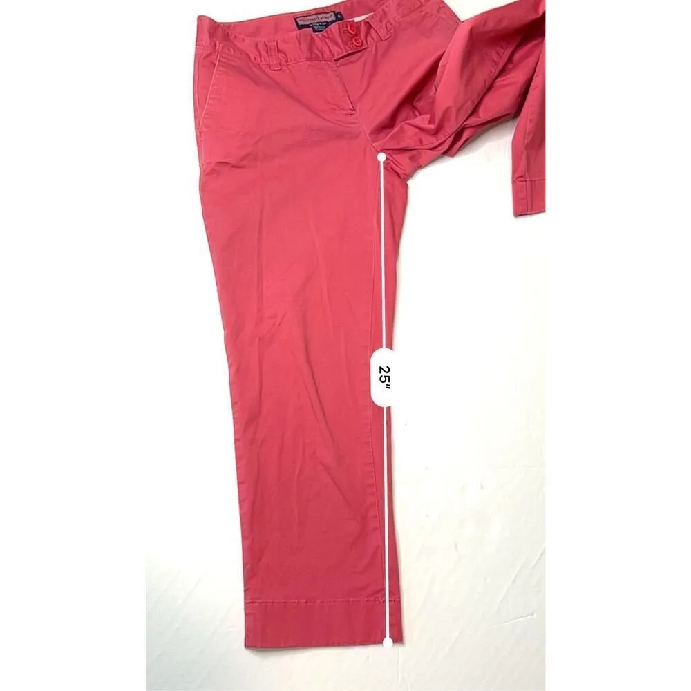 Vineyard Vines Pink‎ Stretch Low Rise Cropped Chino 4 Colorful Casual Preppy - Image 6