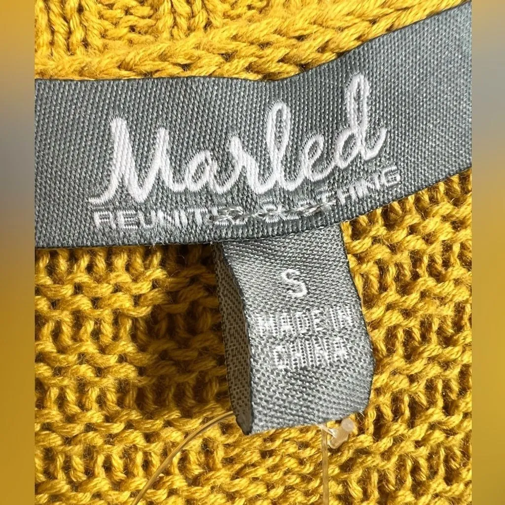 NWT Marled Reunited Clothing Mustard Yellow Open Front Cardigan Sweater Sz Small - Image 3