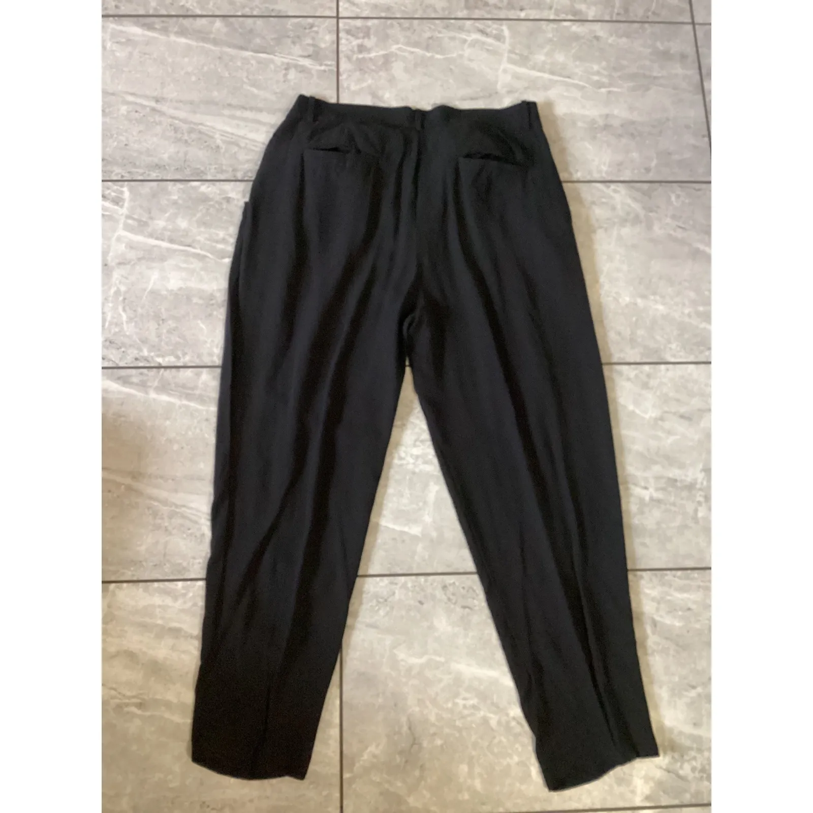 Eileen Fisher Black Pleated Wide Leg Silk Trousers Pants M Women - Image 3