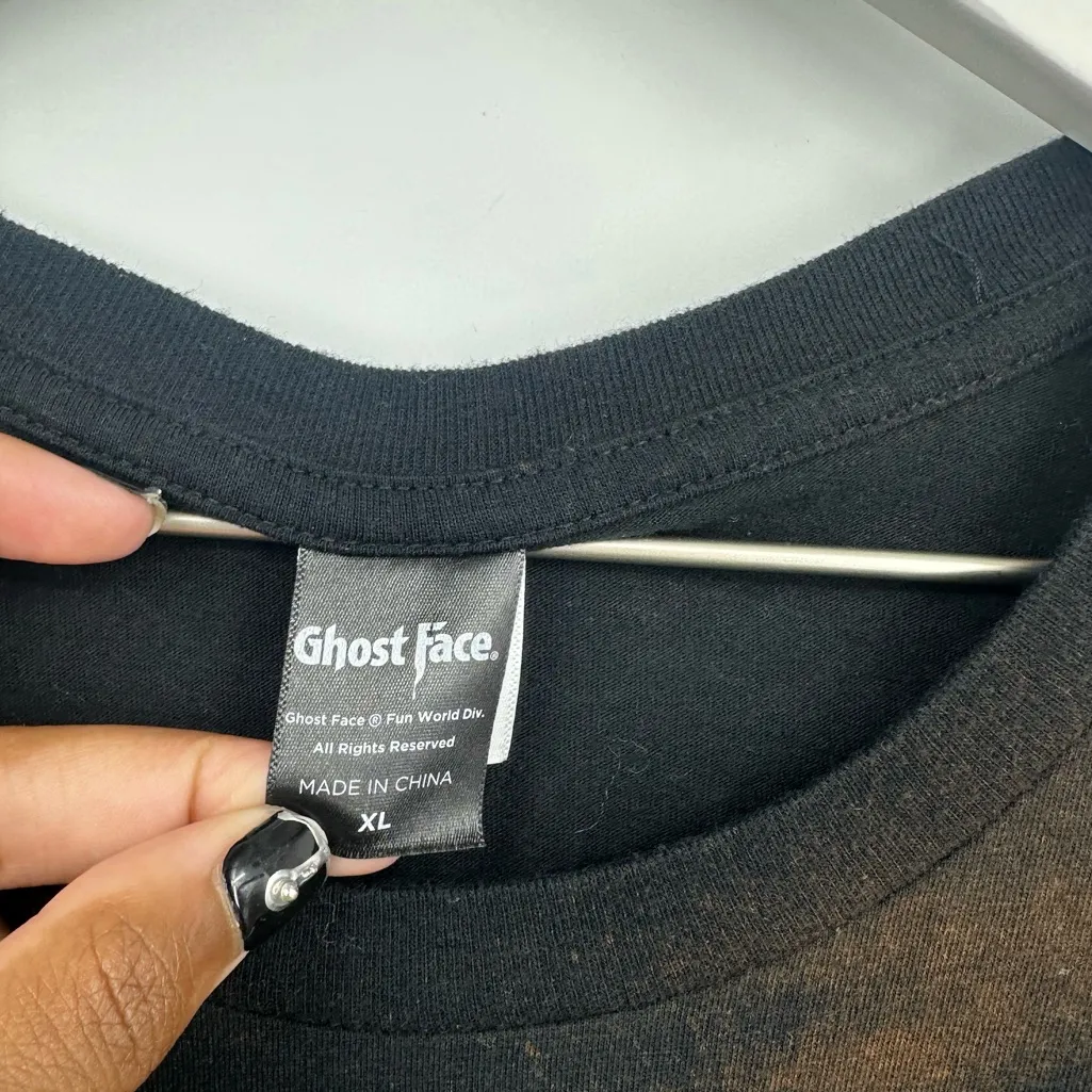 Spirit Halloween Ghost Face Custom Bleach Splatter Short Sleeve Shirt Size XL - Image 3