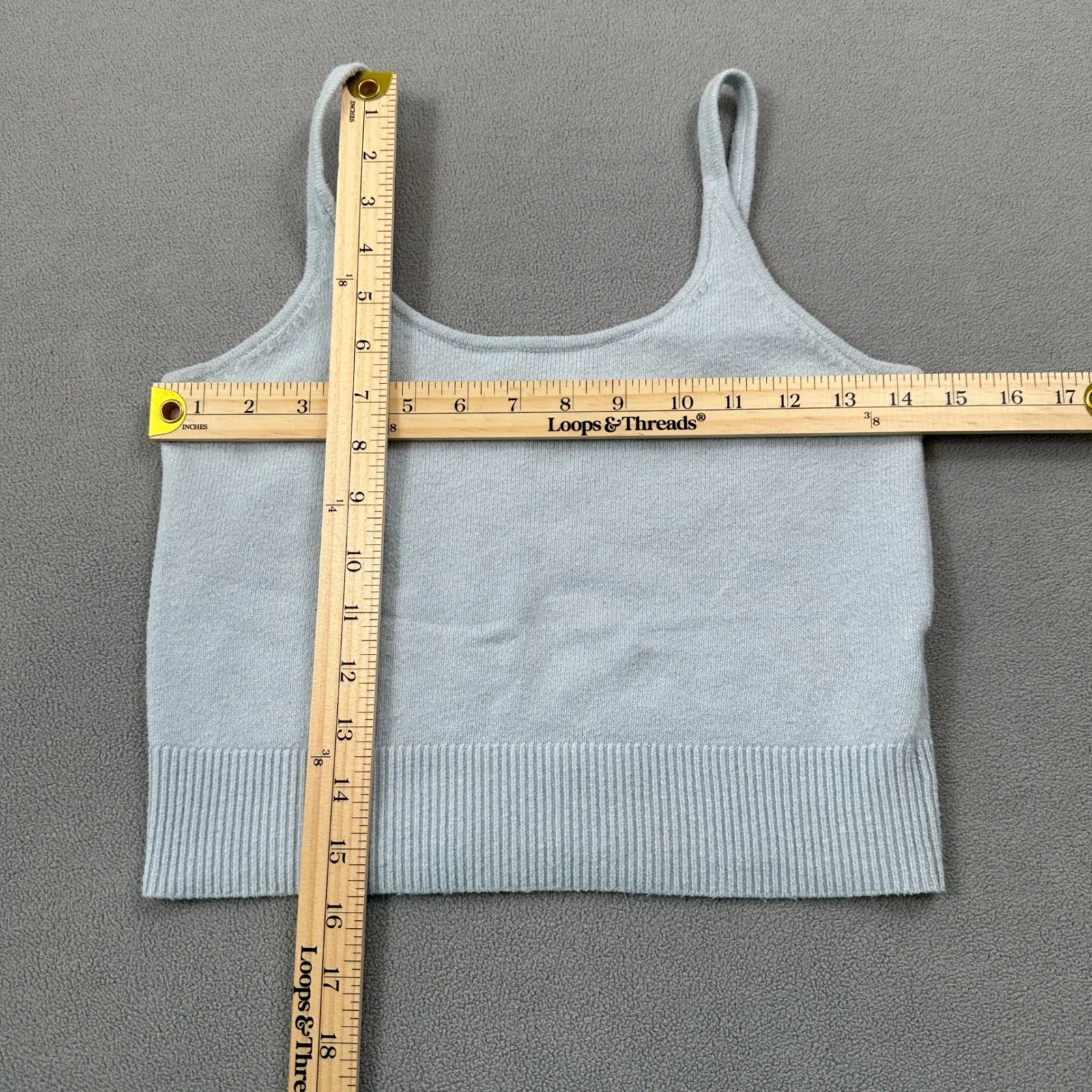 Old Navy Womens XS Blue Knit Cropped Tank Top Sleeveless Ribbed Hem Casual Layer - Image 3