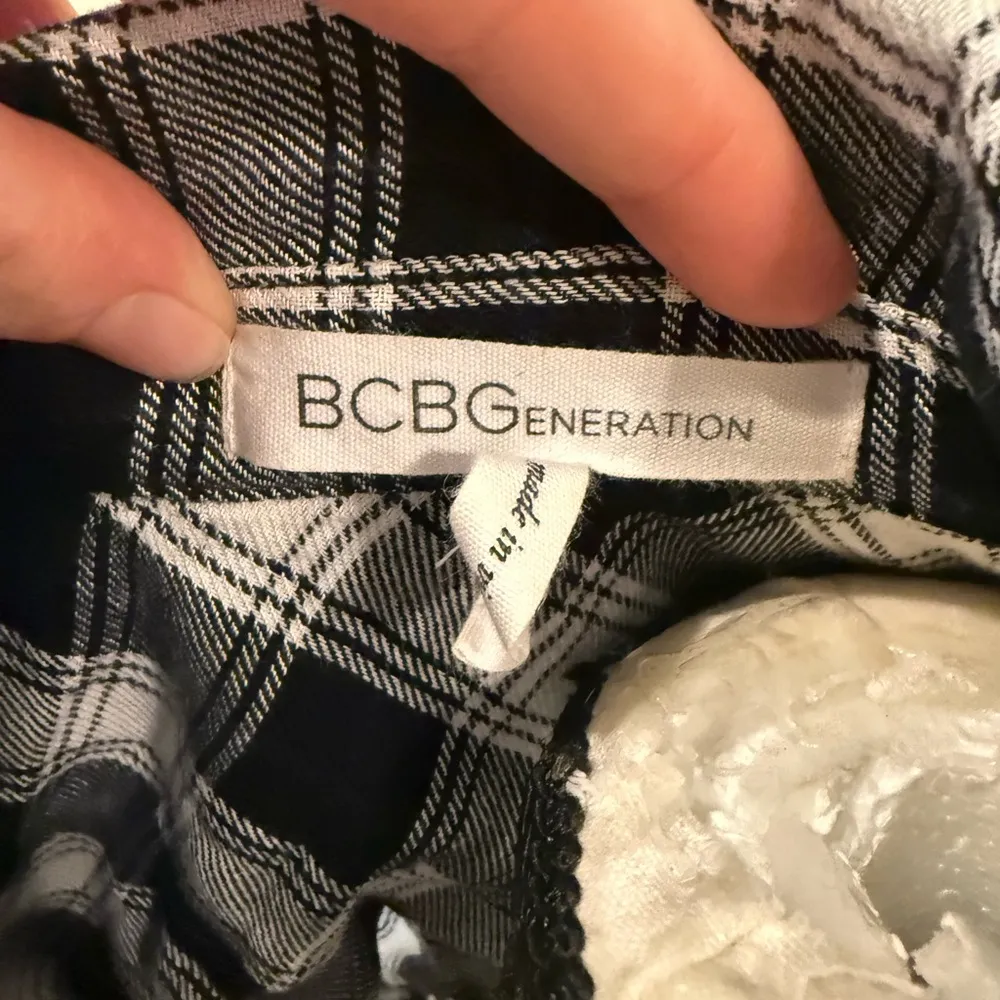 BCBGeneration | Black and White Plaid Button Down Shirt - Image 6