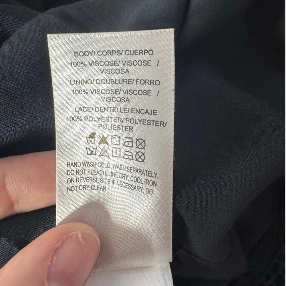 Lucky Brand Dress Women Size S Black Embroidery Boho Western Spring Mini Concert - Image 3