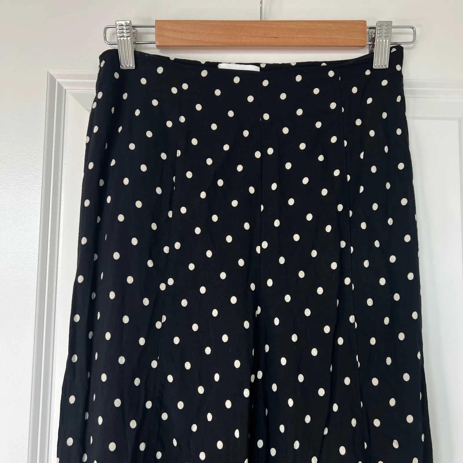 Anthropologie Ett:Twa Black Polka Dot Floral Trim Cropped Wide‎ Leg Pants - Image 3