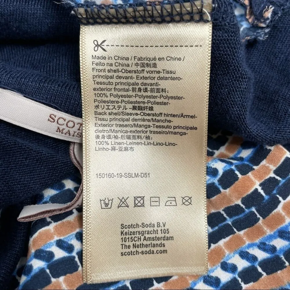 SCOTCH & SODA Top Womens Size Medium Linen Colorful Abstract Artsy Indie Casual - Image 6