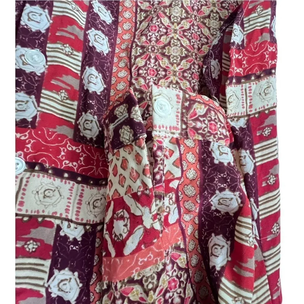 Women’s VANHEUSEN blouse boho print Luna Badyboll style floral long sleeve S. - Image 4