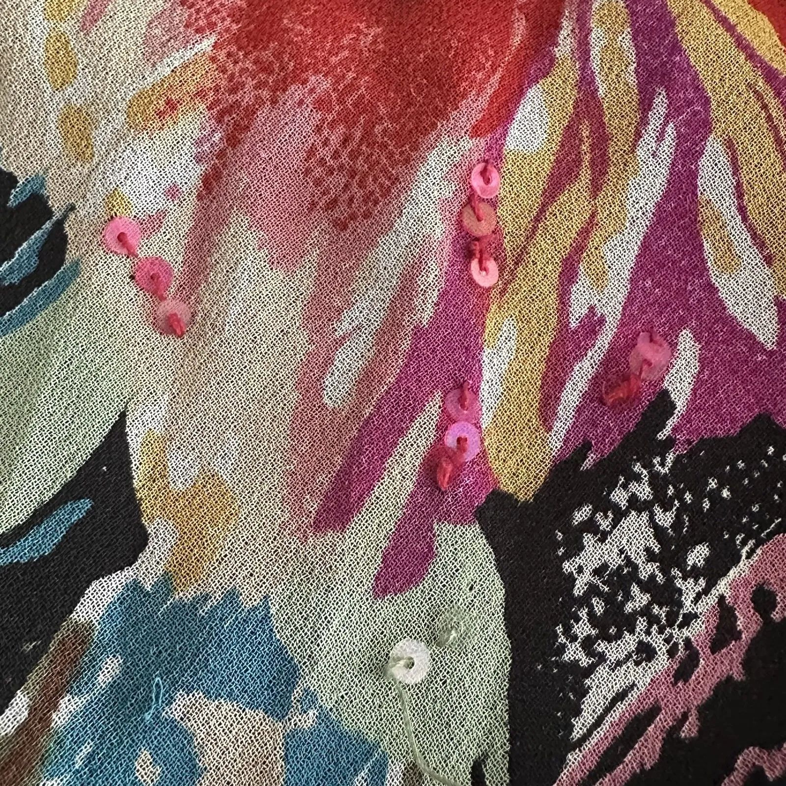 VTG Y2K Lola P Skirt Women L Dark Chiffon Floral Sequin‎ Forest Fairy Whimsigoth Green Size L - Image 4