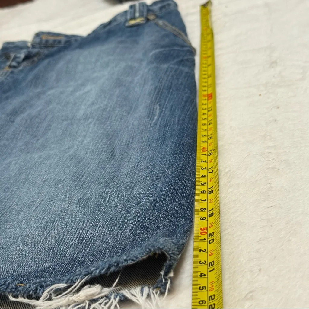 Banana Republic Y2K Denim Skirt Raw Hem Distressed A-Line Medium Wash Size 4 - Image 10