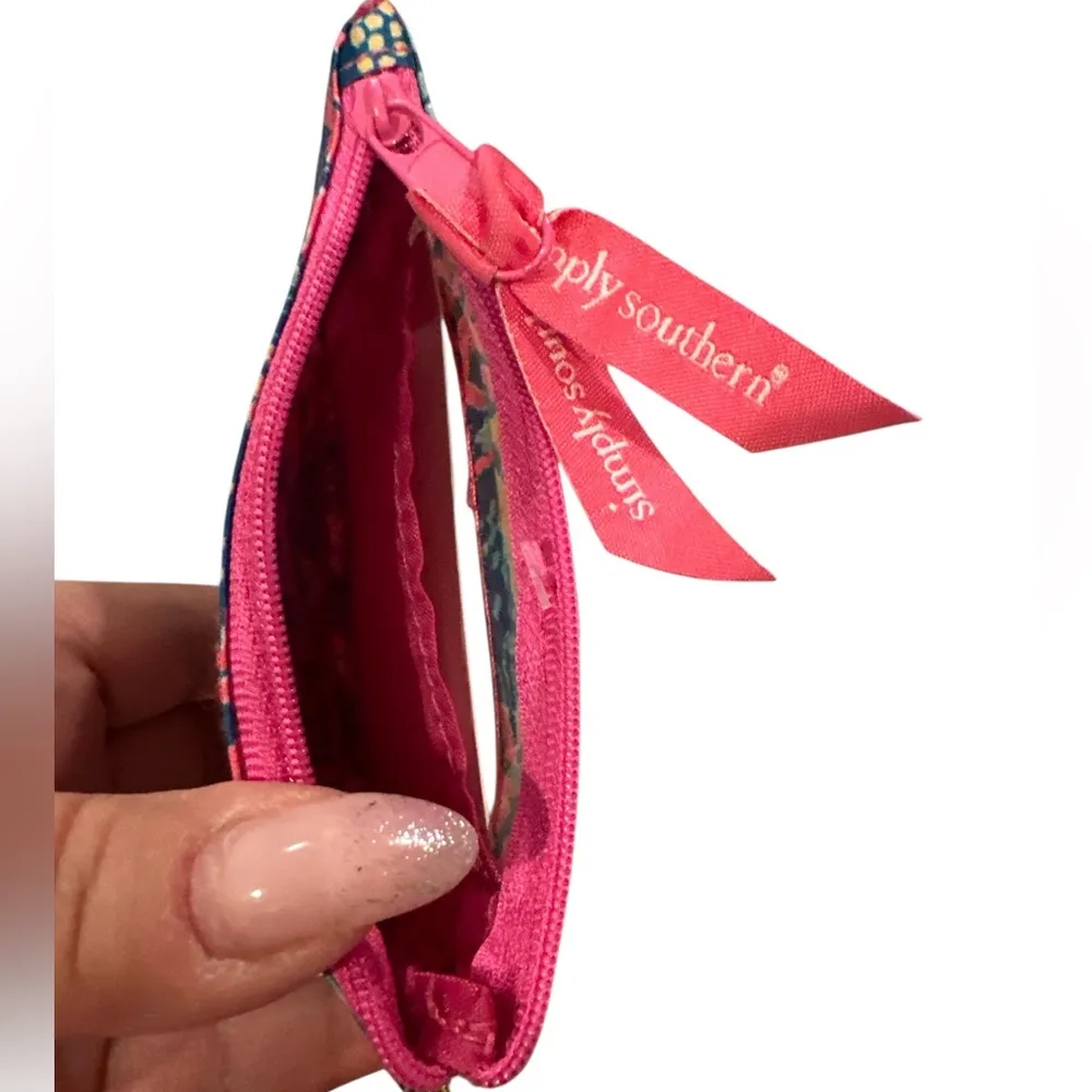 SIMPLY SOUTHERN KEY RING ID CARD HOLDER REEF PRINT PINK BLUE COIN PURSE - Image 3