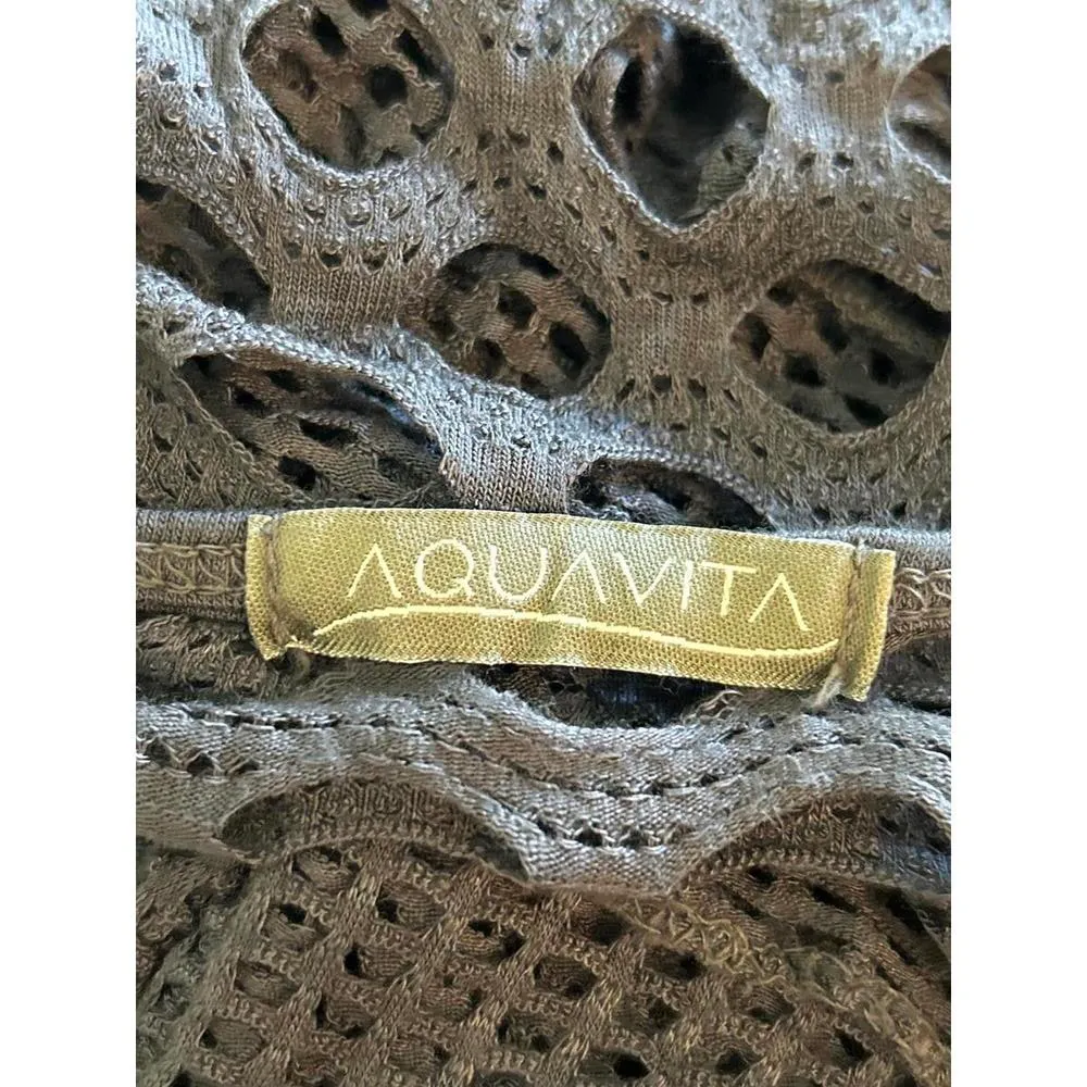 Aquavita Womens Top or Cover Up S/M Dusty Blue Crochet Boho Fairycore Gray - Image 9