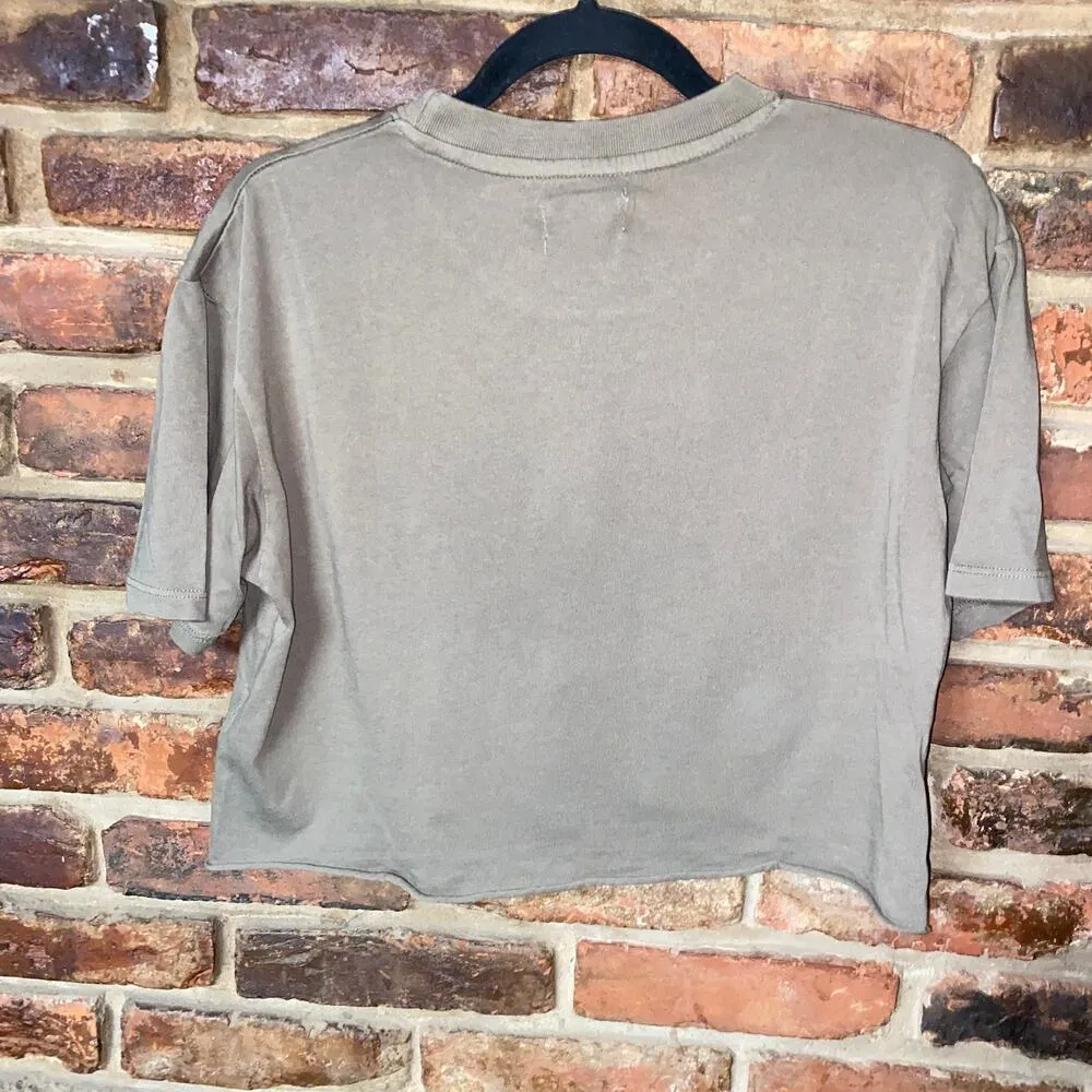 NWT Topshop Army Olive Green Cropped Round Neck T-Shirt Crop Top Womens Size 0-2 - Image 7