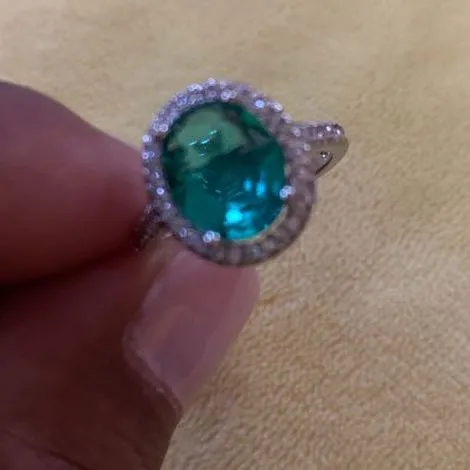 Australian Crystal Oval Stone Ring Dipped In White Gold... Blue - Image 4