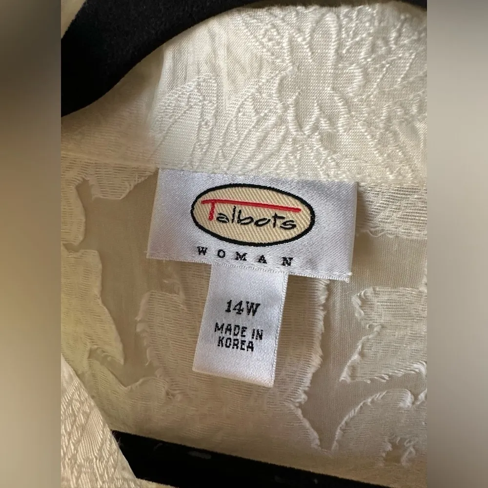 Vintage Talbots Women’s Linen Blend Blouse Top Floral Button Up Collared Sz 14W - Image 4