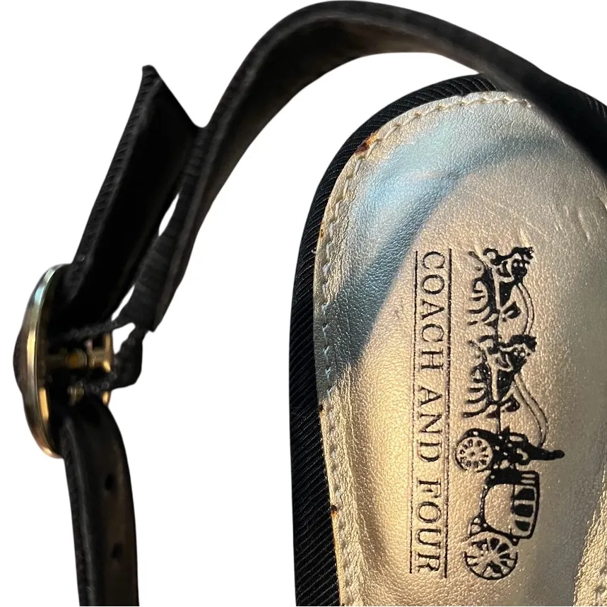 Coach and Four Black Sling Back Peep Toe Kitten Heels Size 7.5 - Image 7