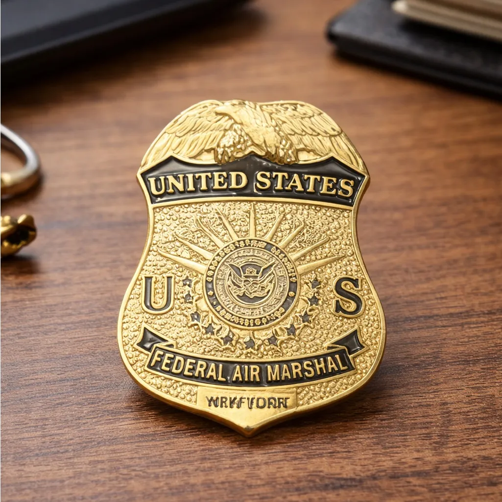 United States US Federal Air Marshal TSA New York Badge Pin Gold - Image 3