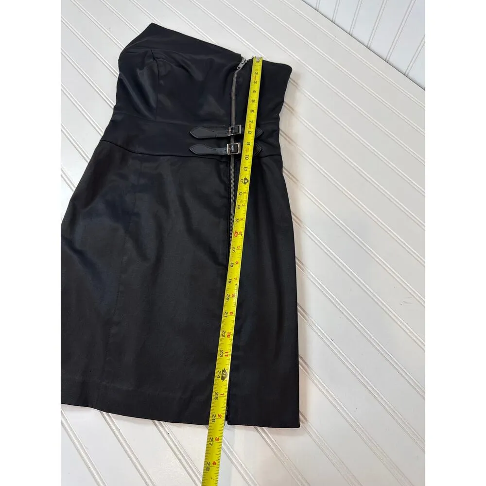 BEBE Little Black Strapless Dress Y2K Front Zip Cocktail Party Sexy Size XS - Image 3