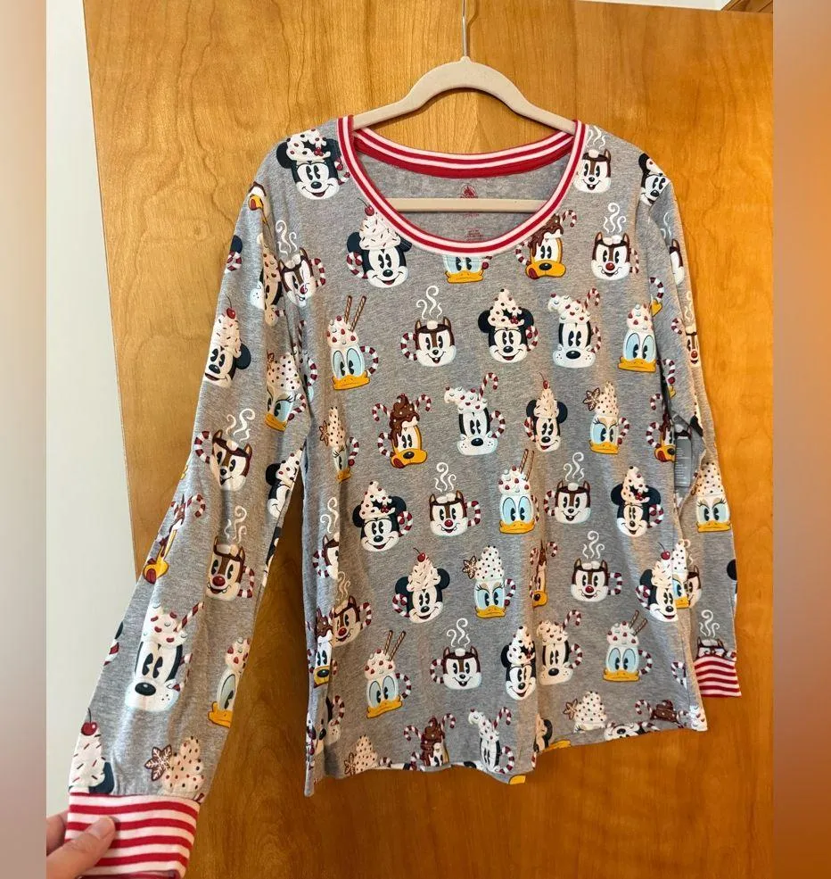 Disney Pajama Top Shirt Holiday Christmas Cocoa Desserts Mickey Minnie Mouse NWT - Image 4
