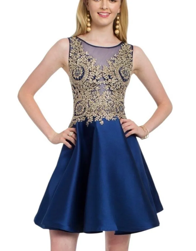 Camille La Vie Embroidered Sequin Formal Prom Pageant Mini Dress Blue Size 00 - Image 15