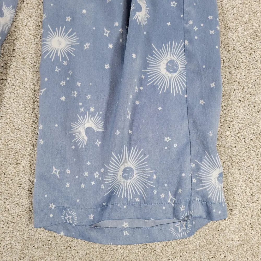 BP Celestial Pajamas Set Womens XS Blue White Sun Stars Moon Pants Button Top - Image 13