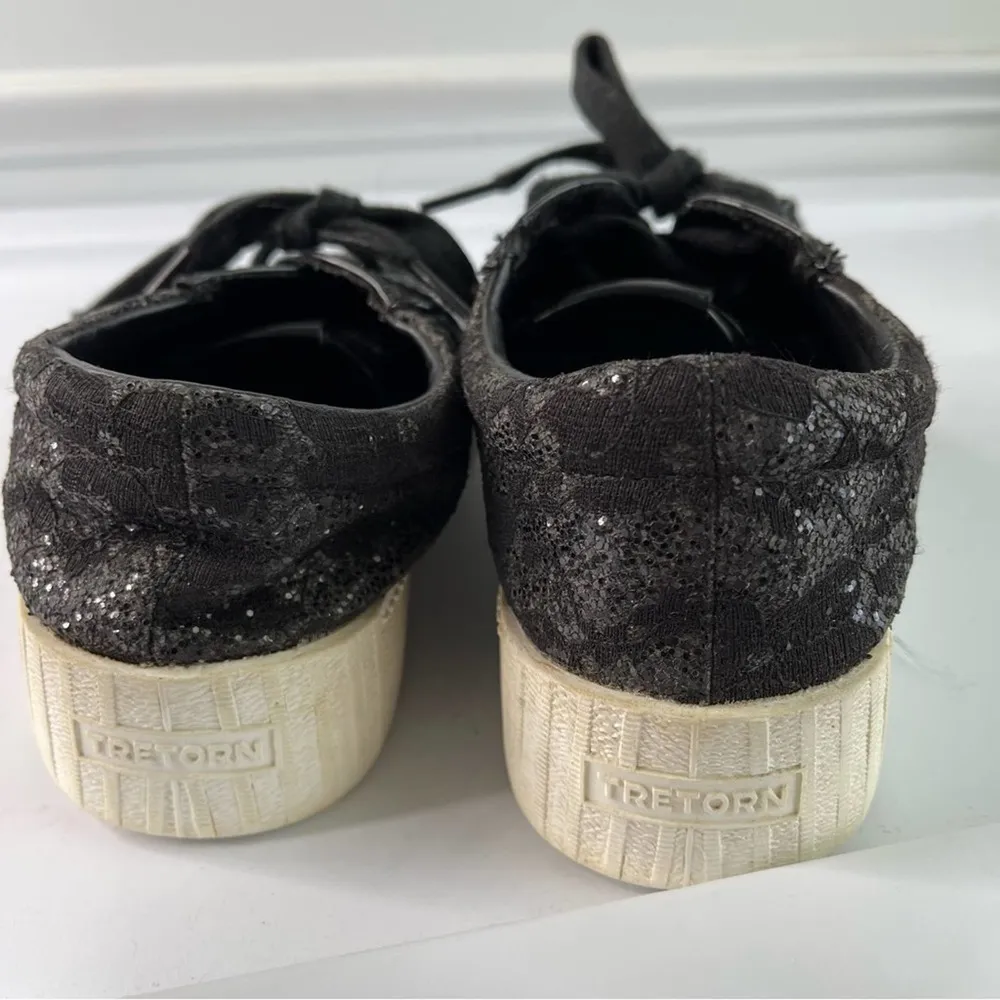 Tretorn sequin bold fierce camden texture sparkle black platform sneakers size 6 - Image 4