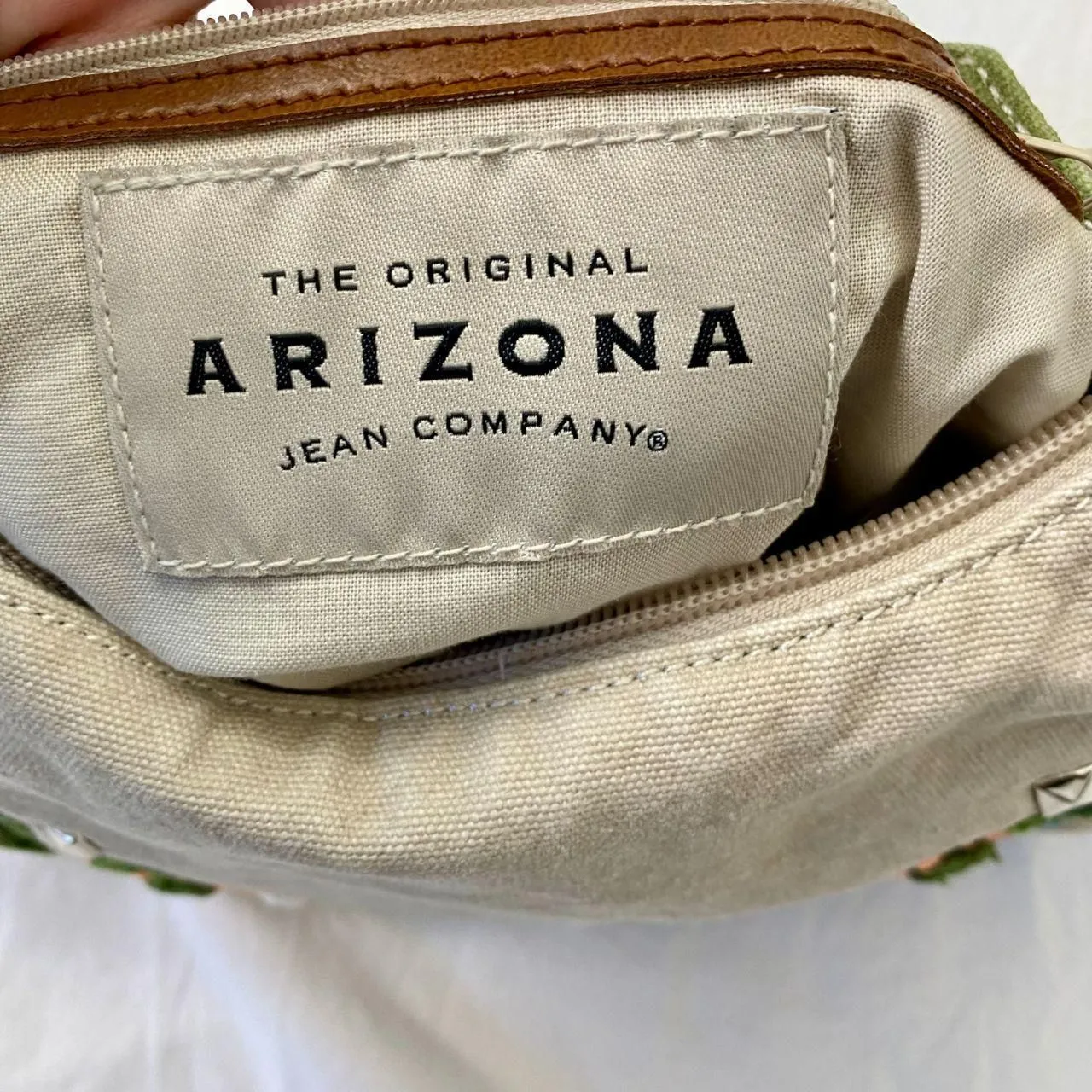 Arizona Early 2000's Whimsygoth Fairy Tan Green Beaded Studded Shoulder Bag - Image 7