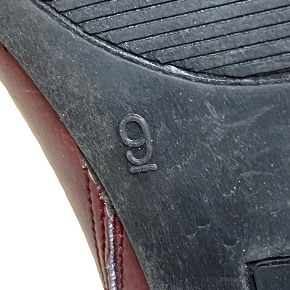 Fioni Burgundy Ankle Booties Size 9 Gold Buckle Stiletto Y2K Party Heels Red - Image 7