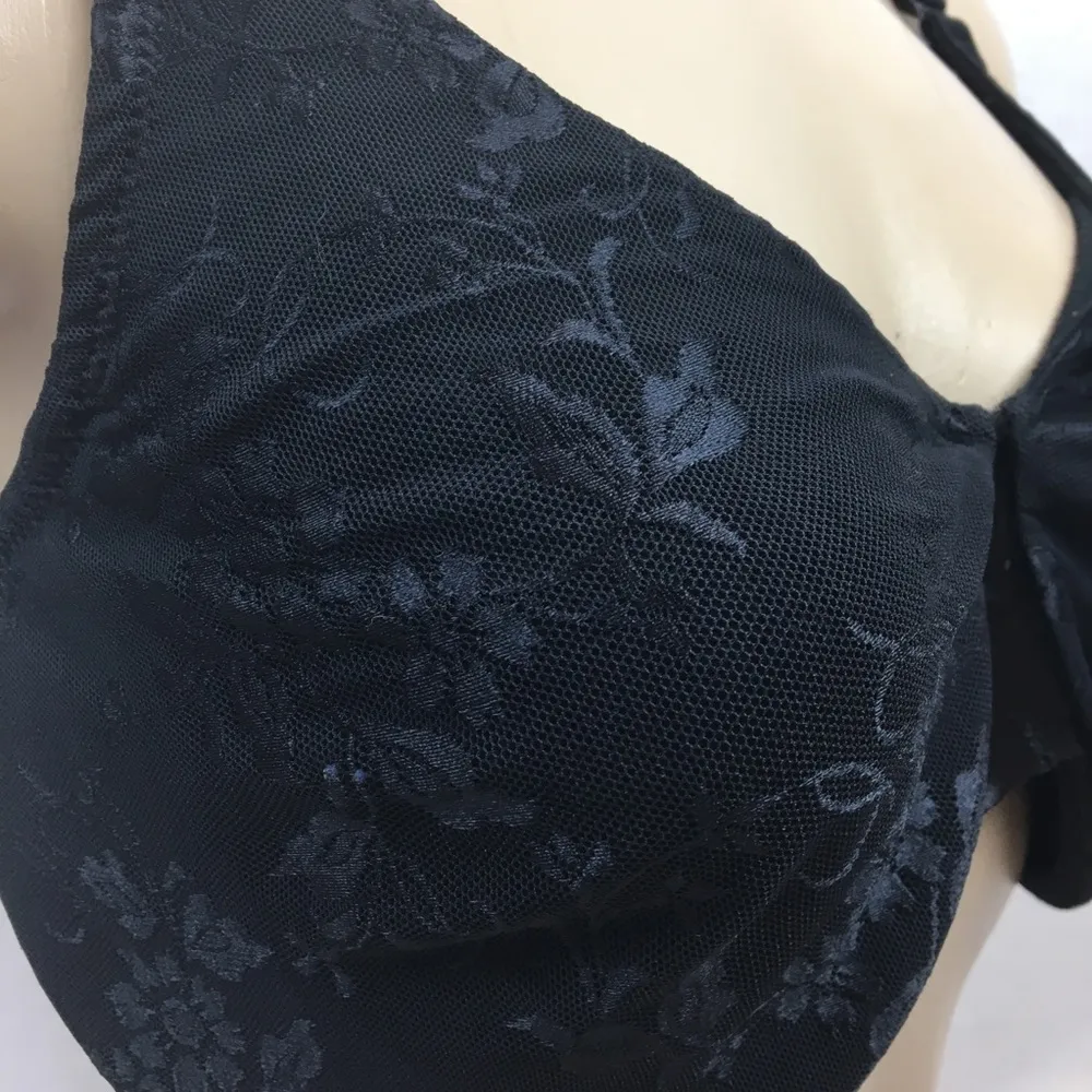 SOMA Black Floral Cup Unlined Underwire Bra 38DD - Image 4