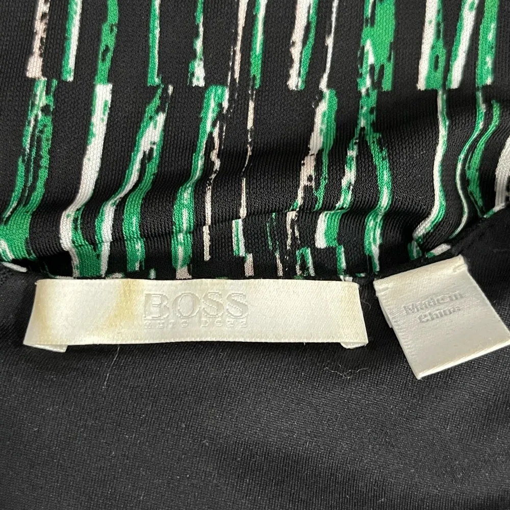 Hugo Boss Black White Green Emerald Surplice Neckline Viscose Dress Size Xs - Image 4