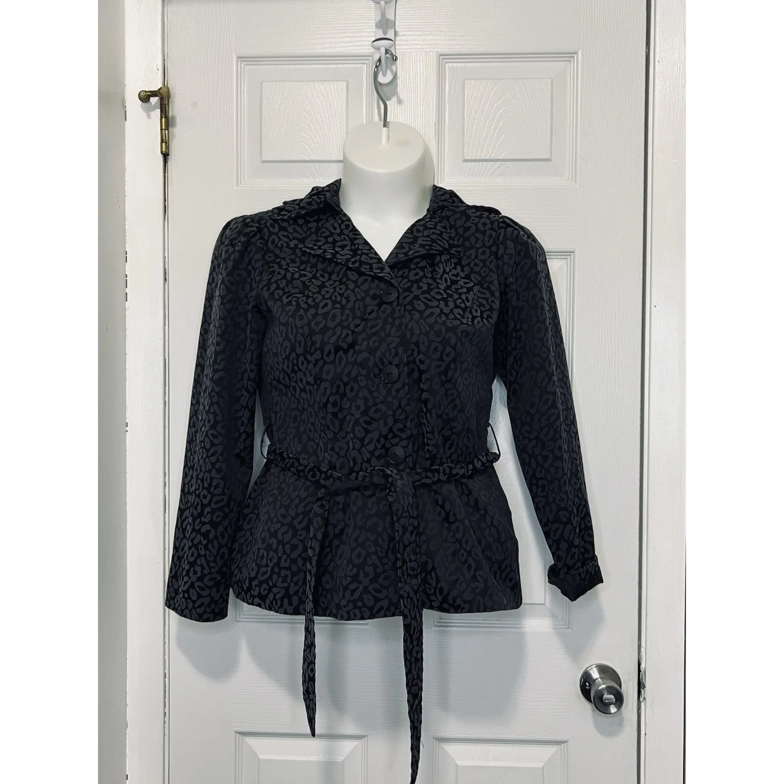 Cynthia Rowley New York Women’s black Cheetah Print jacket size M Lightweight - Image 10