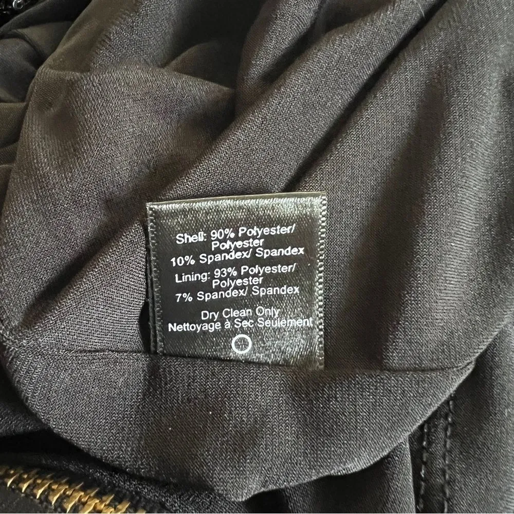 Dress the Population Kelly Black Sequin Open Back Long Sleeve Mini Dress L - Image 10