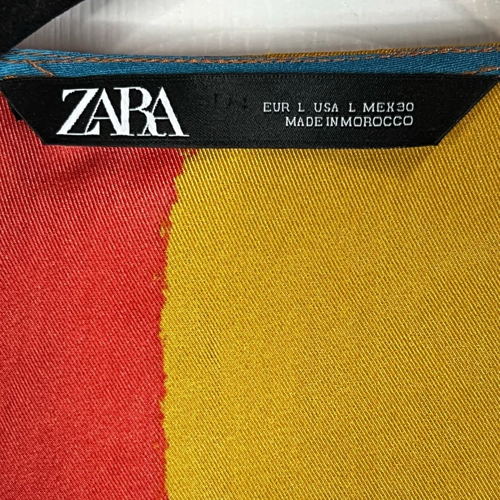 Zara Women’s striped wrap blouse with belt - Size Large - Image 7