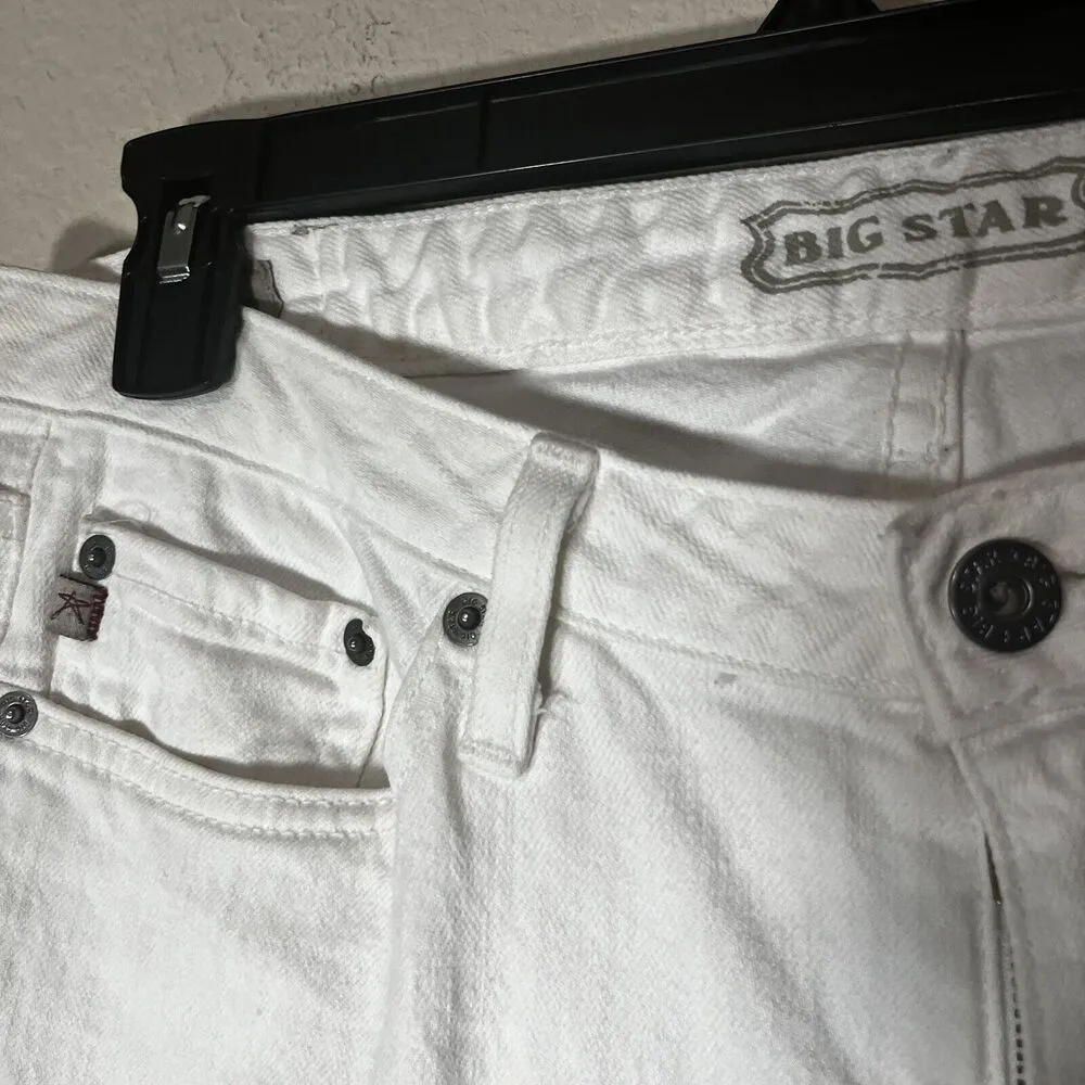 Big Star Mia Boot Cut Jeans White Denim Cotton Stretch Women's 30R raw hem - Image 4