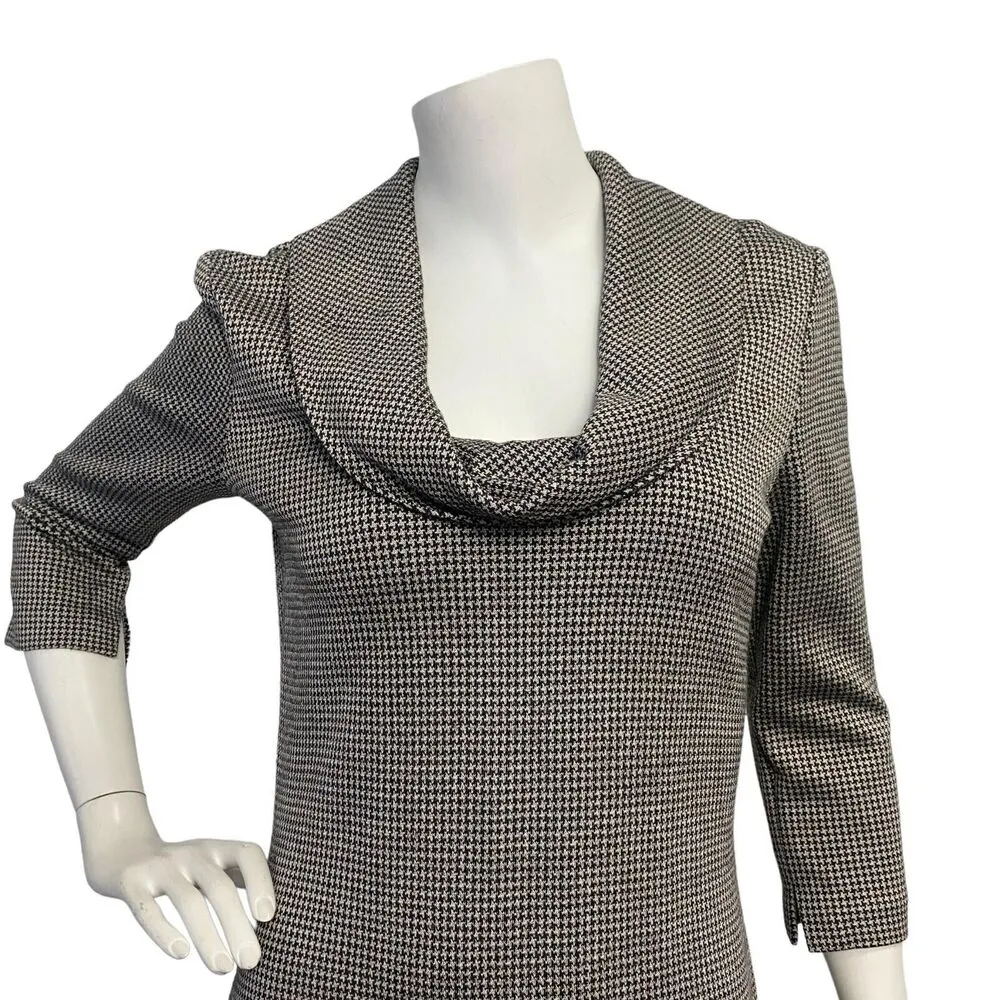 St. John Women's Cowl Neck Houndstooth Print Cowl Neck Dress ¾ Sleeve size 6 - Image 9