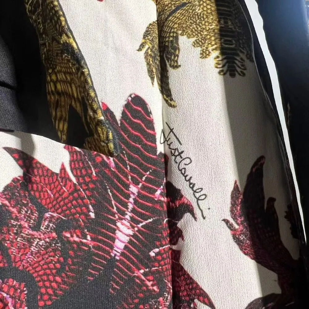 Justcavalli Women's Floral Long Sleeve Irregular Dress Size 40 - Image 8