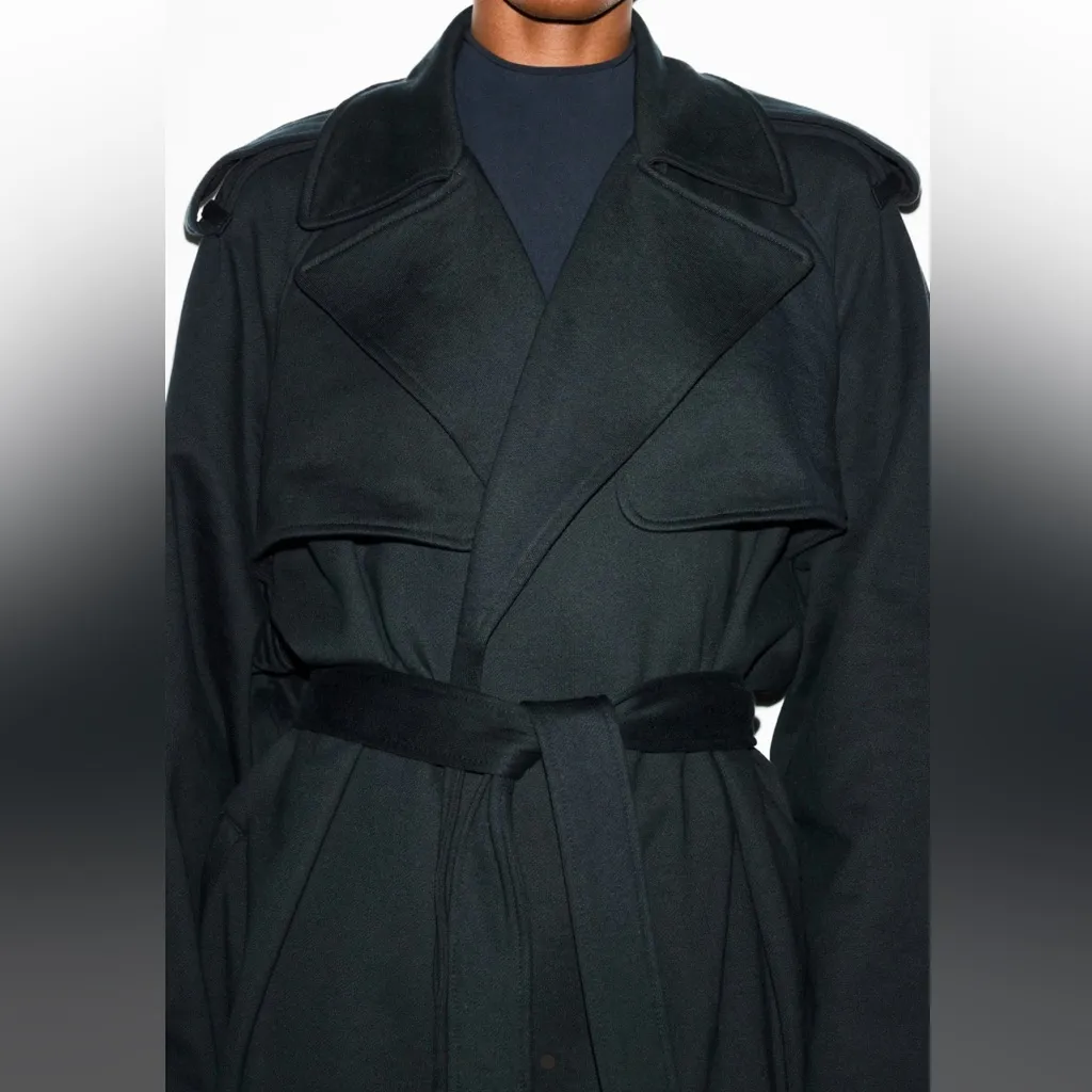 SKIMS Boyfriend Fleece Oversized Trench Coat Onyx Black Size 2X NWT - Image 9